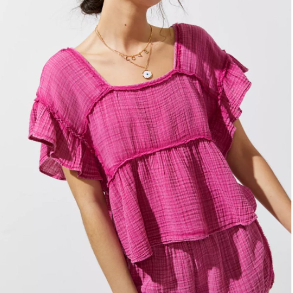 Daily Practice by Anthropologie Gauzy Ruffled Top - Size M